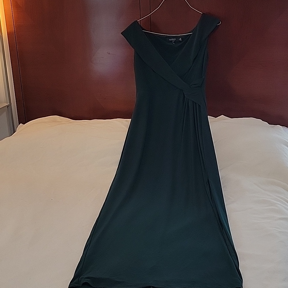 Ralph Lauren Dark Green Sleeveless Maxi Wrap Dress